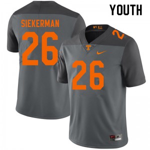Youth JT Siekerman Gray Tennessee #26 Player Jerseys