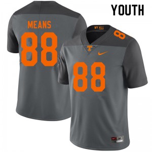 Youth Jerrod Means Gray Tennessee Vols #88 Player Jerseys