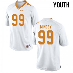 Youth John Mincey White Tennessee Vols #99 NCAA Jerseys