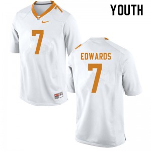 Youth Romello Edwards White UT #7 Football Jersey