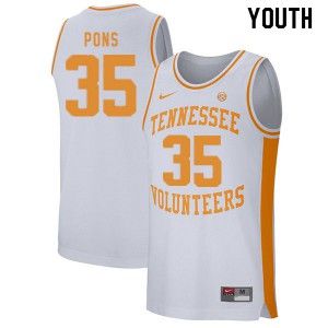 Youth Yves Pons White UT #35 Embroidery Jerseys