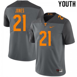 Youth Bradley Jones Gray Tennessee Volunteers #21 Football Jersey