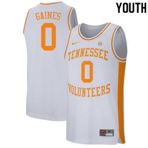 Youth Davonte Gaines White Tennessee Volunteers #0 Basketball Jerseys
