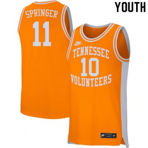 Youth Jaden Springer Orange Vols #11 Embroidery Jersey