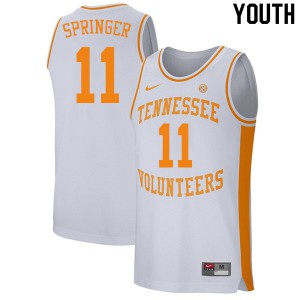 Youth Jaden Springer White Tennessee Vols #11 NCAA Jersey