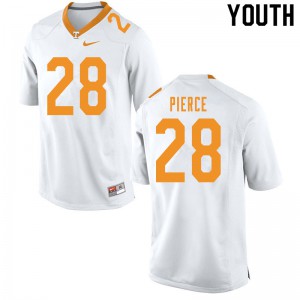 Youth Marcus Pierce White Tennessee Volunteers #28 College Jerseys