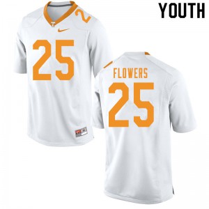 Youth Trevon Flowers White Tennessee Volunteers #25 Stitched Jersey