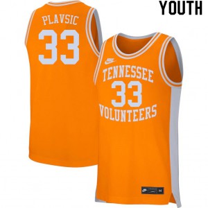 Youth Uros Plavsic Orange Tennessee Volunteers #33 Embroidery Jersey