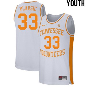 Youth Uros Plavsic White Tennessee Volunteers #33 NCAA Jerseys
