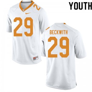 Youth Camryn Beckwith White Tennessee Volunteers #29 College Jerseys