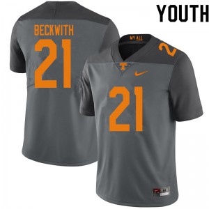 Youth Dee Beckwith Gray Tennessee Vols #21 Stitch Jerseys