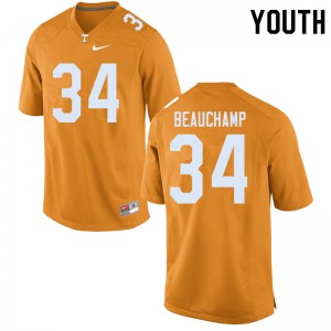 Youth Deontae Beauchamp Orange Tennessee Vols #34 Football Jersey