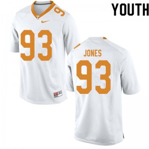 Youth Devon Jones White Tennessee Volunteers #93 Stitched Jersey