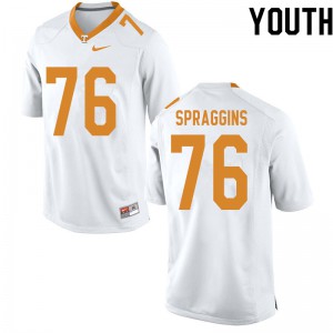 Youth Javontez Spraggins White Tennessee #76 College Jerseys
