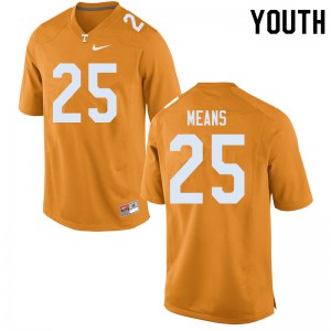 Youth Jerrod Means Orange Tennessee Volunteers #25 Embroidery Jerseys