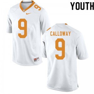 Youth Jimmy Calloway White Tennessee Volunteers #9 Embroidery Jerseys