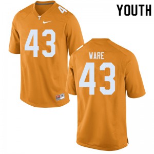 Youth Marshall Ware Orange Tennessee #43 Football Jersey