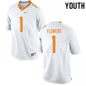Youth Trevon Flowers White Tennessee #1 University Jersey