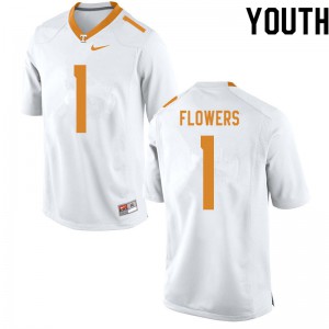 Youth Trevon Flowers White Tennessee #1 Player Jerseys