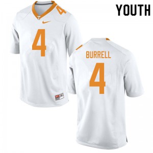 Youth Warren Burrell White Tennessee Volunteers #4 Official Jersey