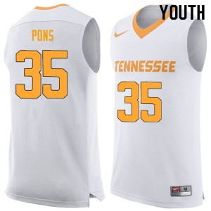 Youth Yves Pons White Tennessee #35 High School Jersey