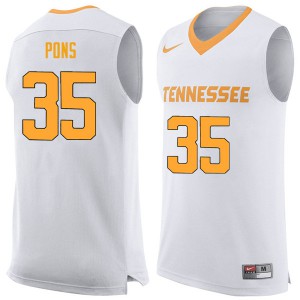 Mens Yves Pons White Tennessee Volunteers #35 Stitch Jerseys