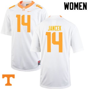 Women Zac Jancek White UT #14 Football Jersey